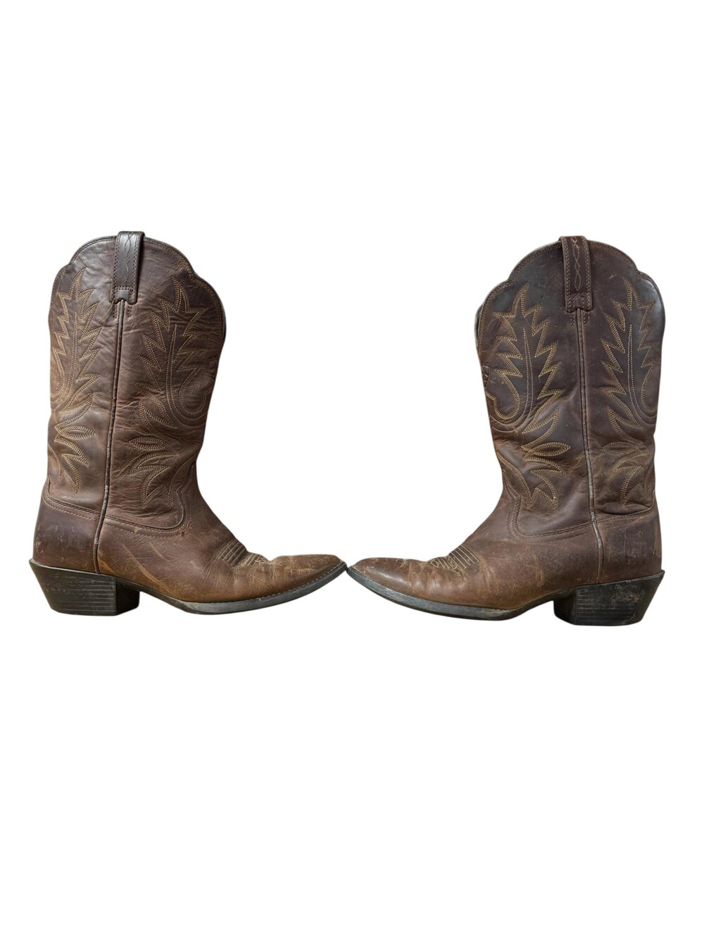 Ariat Western Boots Womens Size 7.5 Brown Leather Embroidered Pointed Cowgirl